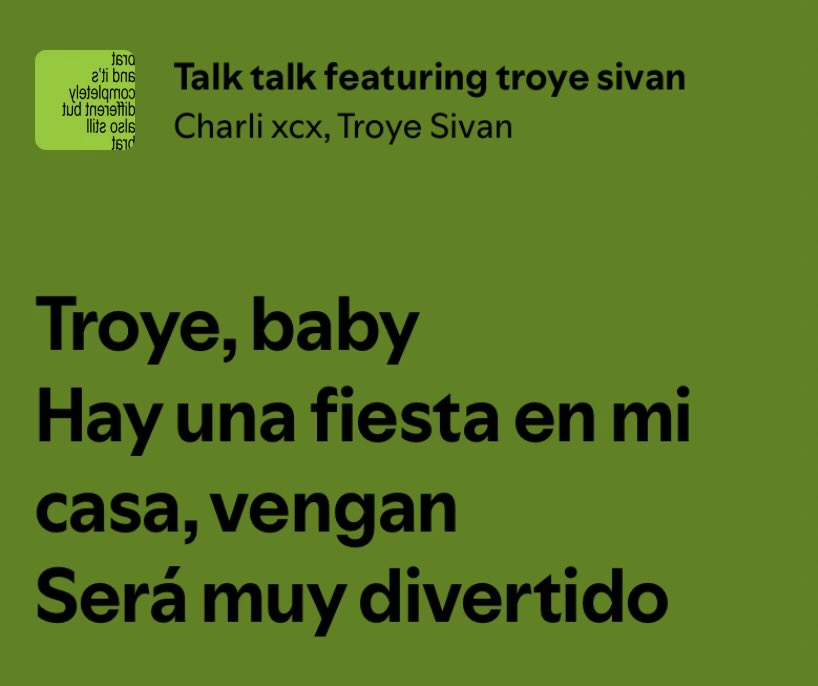 wdyghot's tweet photo. @jv_itr @f0lkfever @InfoDuaBrasil talk talk con charli xcx y troye sivan? aparte ni argentina es el único país que habla español ni francia el único que habla francés gringa burra https://t.co/Plxk5aEJdC