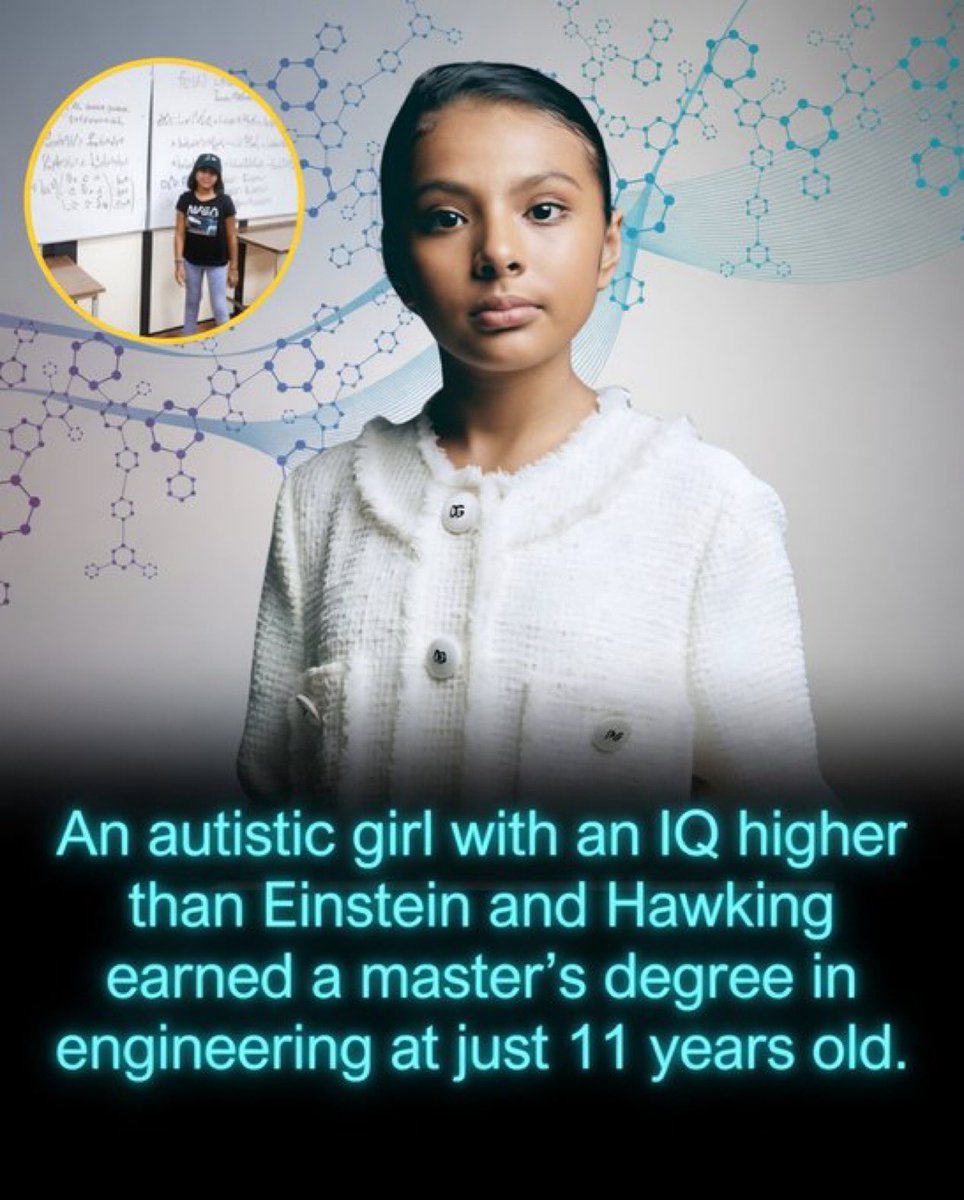 JJDiazMachuca's tweet photo. Adhara ha sido nombrada una de las mujeres más poderosas de México por Forbes.

Si la lleva Sheinbaum a la mañanera, la echa a perder, como ha hecho con todo.

Adhara Pérez Sánchez, una joven prodigio de México, ha cautivado al mundo con su notable intelecto y sus extraordinarios logros. Con un coeficiente intelectual de 162 —superior al estimado para Albert Einstein y Stephen Hawking—, Adhara fue diagnosticada con autismo a los tres años. Enfrentó desafíos significativos en la escuela tradicional, incluido el acoso, hasta que su madre la inscribió en el Centro de Atención al Talento, donde finalmente se reconocieron y apoyaron sus habilidades excepcionales.

El recorrido académico de Adhara es asombroso: terminó la escuela primaria a los cinco años, la secundaria a los seis y la preparatoria a los siete. Posteriormente, obtuvo licenciaturas en Ingeniería en Sistemas e Ingeniería en Matemáticas, y a solo 11 años, recibió una maestría en Ingeniería Industrial con enfoque en Matemáticas del Instituto Politécnico Nacional, convirtiéndose en la persona más joven en México en lograr esta hazaña.

Más allá de lo académico, Adhara ha sido nombrada una de las mujeres más poderosas de México por Forbes. También ha escrito un libro titulado No te rindas, en el que comparte sus experiencias viviendo con autismo e inspira a otros niños a perseguir sus sueños. Su ambición máxima es convertirse en astronauta de la NASA y contribuir a futuras misiones a la Luna y Marte.

@DovBog