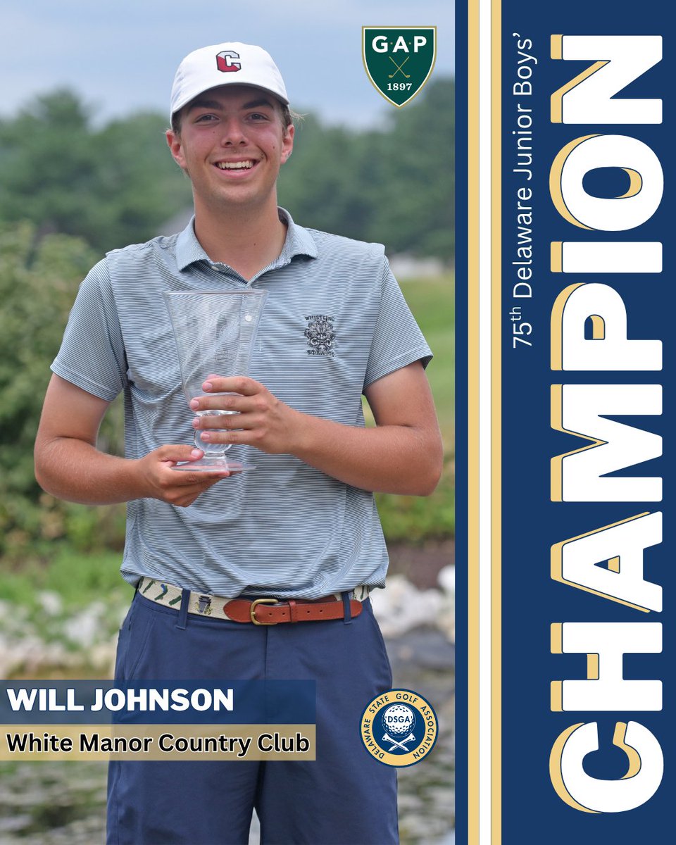DSGA_Golf's tweet photo. Will Johnson takes the 75th Delaware Junior Boys' Championship at 9 under. 

Valerie Danby grabs the 44th Junior Girls' Championship at 2 under.

RECAP: https://t.co/ZEqMf038gd https://t.co/3dSBibZzC2