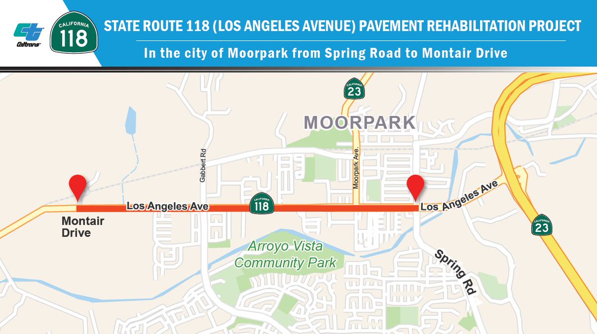 CaltransDist7's tweet photo. 🚧 LOS ANGELES AVENUE IN MOORPARK 🚧

Daytime lane closures scheduled on Los Angeles Avenue Monday 7/13 > Friday 7/17. Details👇

https://t.co/O37QesJ9zY https://t.co/iw136jY6eS