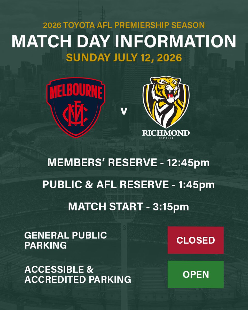 MCG's tweet photo. Sunday arvo footy.

Match info 👉 https://t.co/U9OnK9MB1d https://t.co/meEUXw6BFX