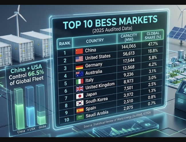 AssaadRazzouk's tweet photo. Global battery storage capacity was 16 times smaller in 2020 than it is today
>Installed batteries up 66% in 2025 to 302GW globally
>China, at 144 GW, is just under half of world's total battery capacity
>China's utility and distributed battery storage fleet expanded by 81.7% y-on-y to firm up its grid

Intermittency, what intermittency?