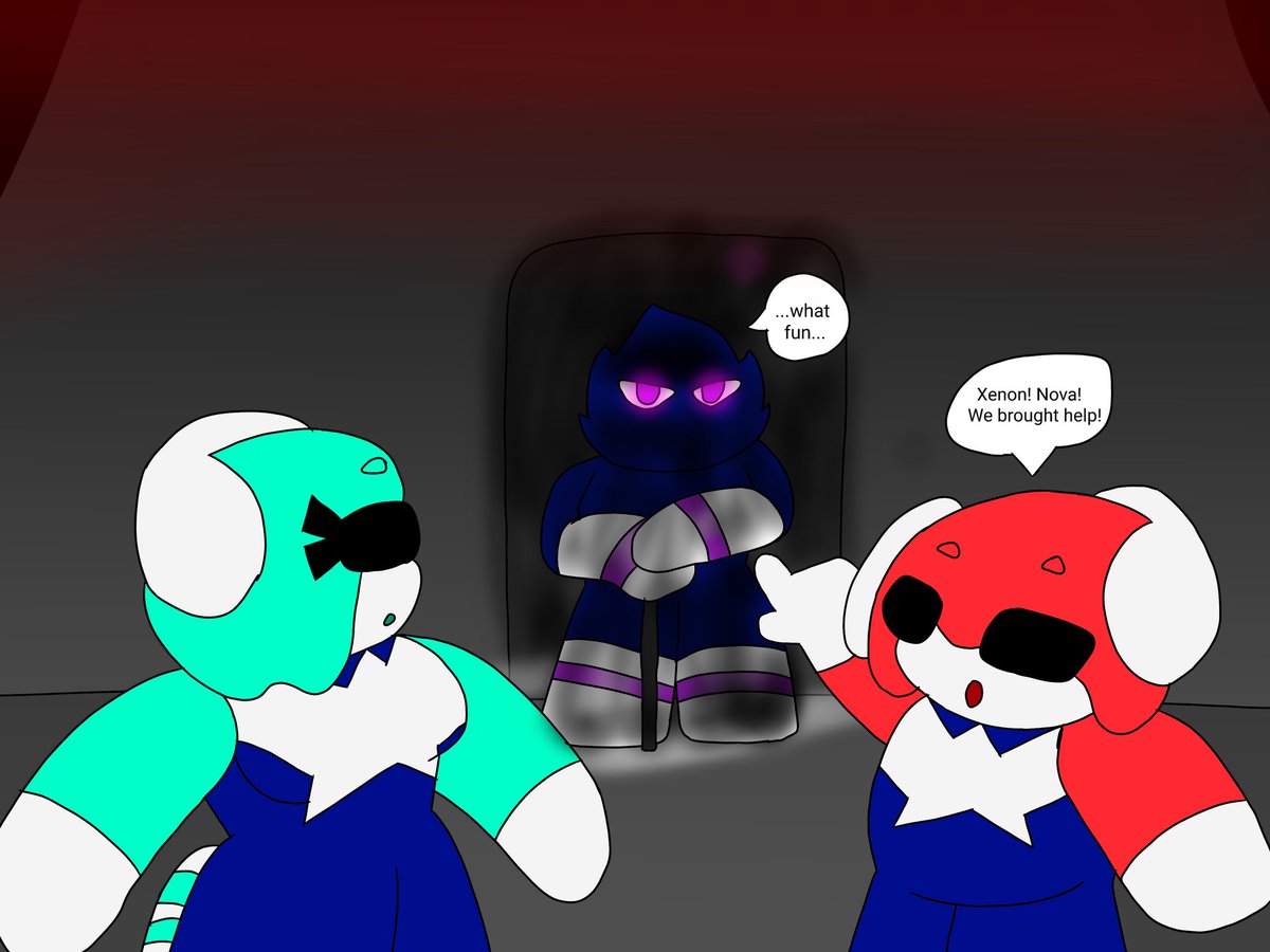 VStudios_2025's tweet photo. Bimiyu: Xenon! Nova! We brought help!

Grand Jeff: ...what fun...WHAT FUN!
#OC #digitalart #crossover #teaser https://t.co/cniZtgy4Ub