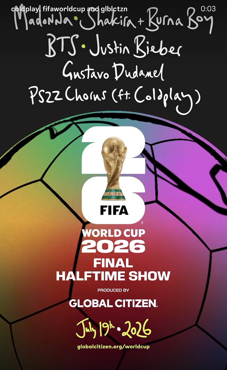 nee_mee_'s tweet photo. これは！！

Madonna
Shakira + Burna Boy
BTS
Justin Bieber
Gustavo Dudamel
PS22 Chorus(featuring Coldplay)

Chris Martin がディレクター？

ドゥダメル！クラシック界から！！
Coldplayと共演してたもんな

7/20祝・月　am4:45〜 録画かな…😅 https://t.co/QDwnztfoy7