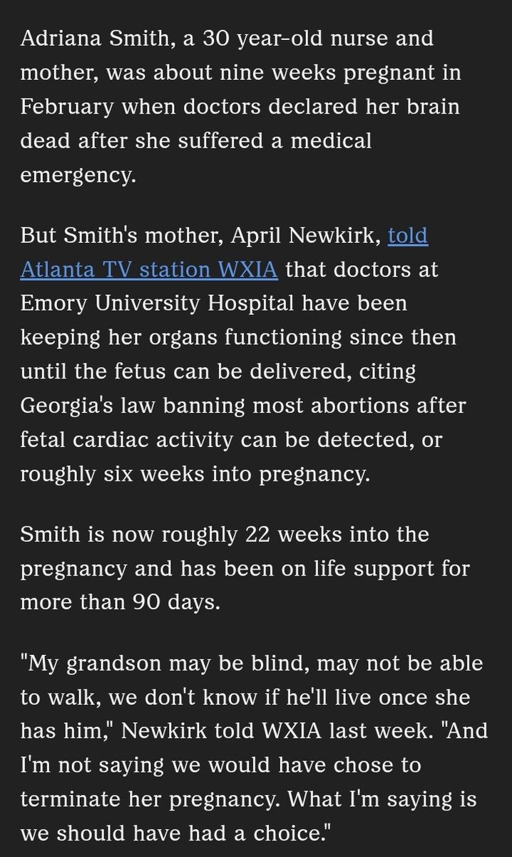 sistertonin's tweet photo. i'm thinking about Adriana Smith today. the state of Georgia kept her deceased body "alive" in order to force her to bear a child after she suffered a preventable medical emergency that left her brain dead.

they desecrated her body and traumatized her family. https://t.co/8W244ksa00