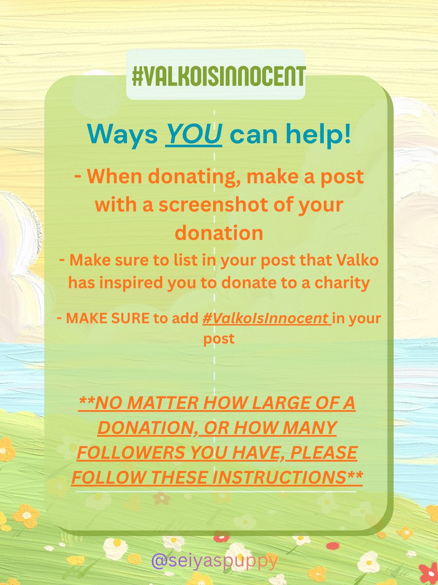 seiyaspuppy's tweet photo. 🚨WAYS YOU CAN HELP #VALKOISINNOCENT🚨

please follow the image below!! https://t.co/7frvlNwxWy