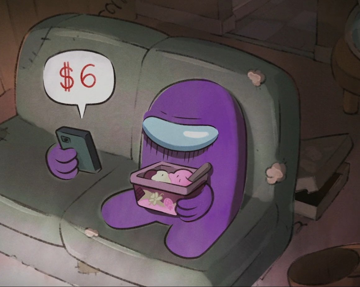 lemonpuppies's tweet photo. i say this with love. but you guys, purple spent their entire time unemployed eating tubs of ice cream and pizza. we need more fat purple gijinkas. i know you guys love your fnaf references but consider: purple might be a little fat https://t.co/Ej94AKJDyl