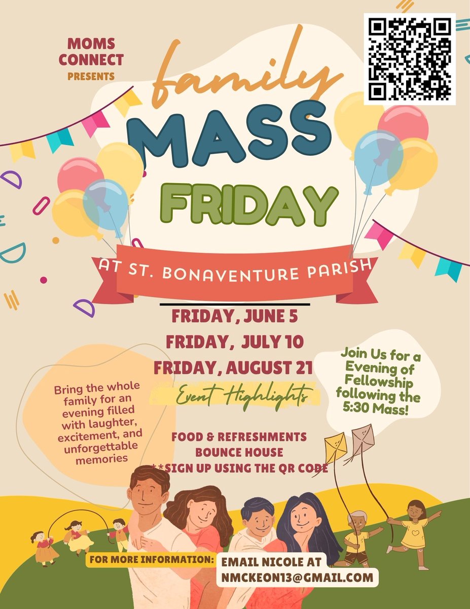 StBonPlym's tweet photo. Join MomCo tonight for Family Mass with a cookout after and a soft launch of Religious Ed registration where you can eat a burg and sign up your kiddos for classes as they jump in a bounce house! What a great night for the family! Mass is at 5:30... see you there! https://t.co/KLGpVZoUDf