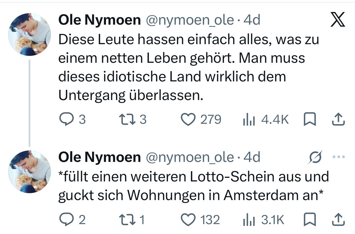 BachmannRudi's tweet photo. Ein Land, das Ole “idiotisch” findet und das er “dem Untergang überlassen” will - dafür lohnt es sich doch zu kämpfen. https://t.co/tNNHNZqd89