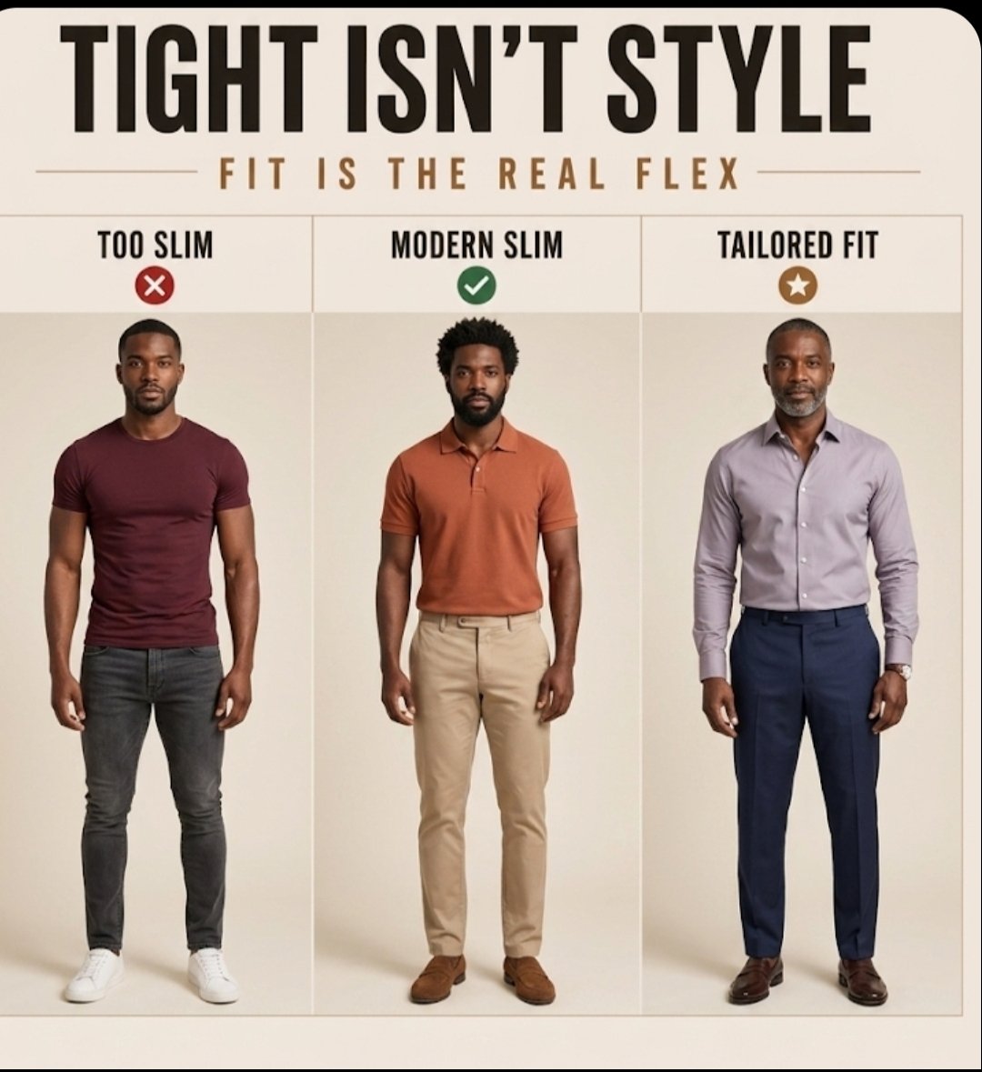 _Anon64224's tweet photo. Your clothes shouldn’t fight your body, they should complement it. The best-dressed men aren’t wearing the tightest clothes. They’re wearing garments that fit their frame, allow natural movement, and create clean, balanced proportions.
#MensStyle #MensFashion #StyleTips #usastyle https://t.co/S6apOKdrKp