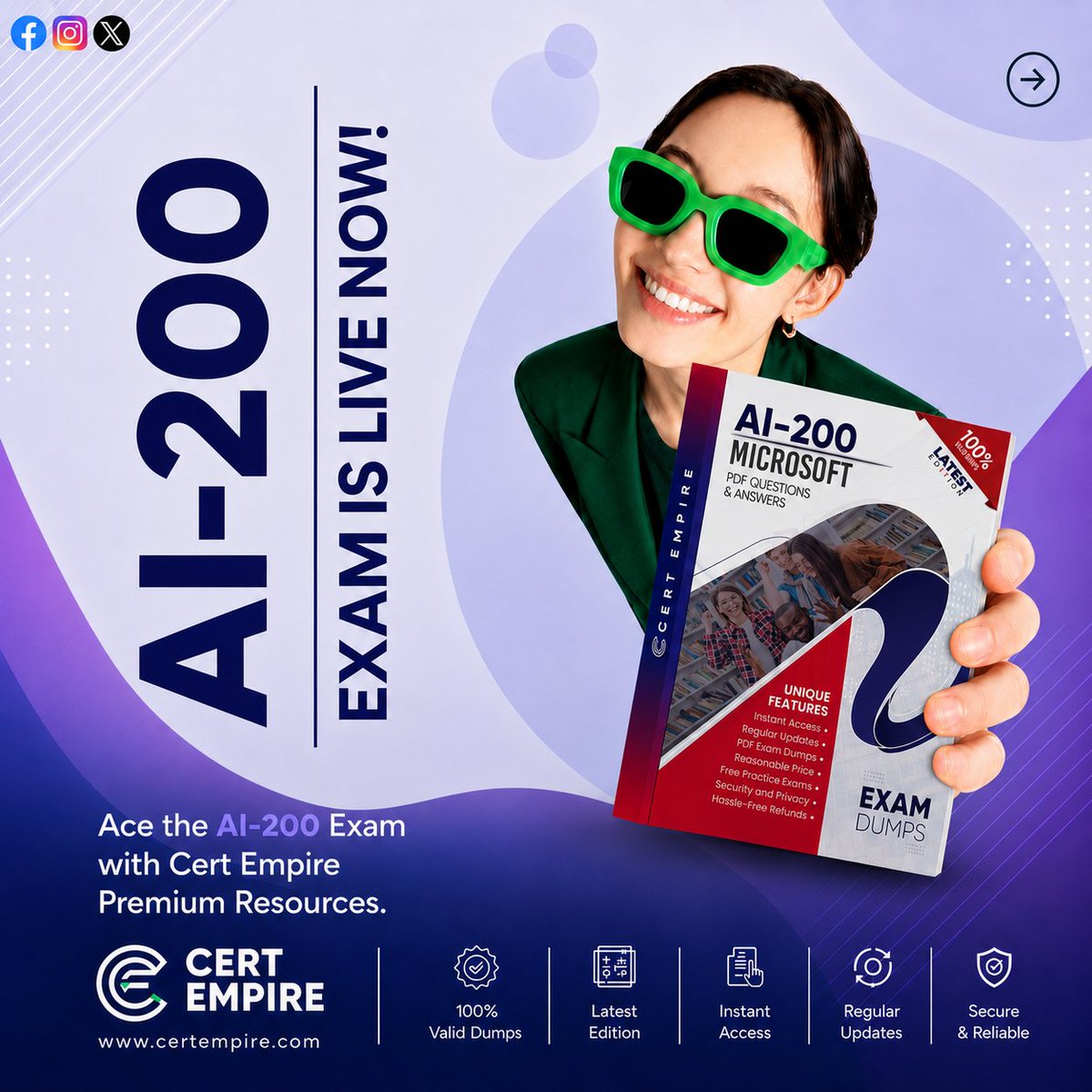 CertEmpire's tweet photo. Preparing for the Microsoft AI-200 Exam? Practice with updated AI-200 questions, realistic exam-style content, instant access, and regular updates from Cert Empire.
https://t.co/NvrClPMFH0
#CertEmpire #AI200 #MicrosoftAI #AICertification #ExamPrep #Exam #Tech #IT https://t.co/jCpHYJstYd