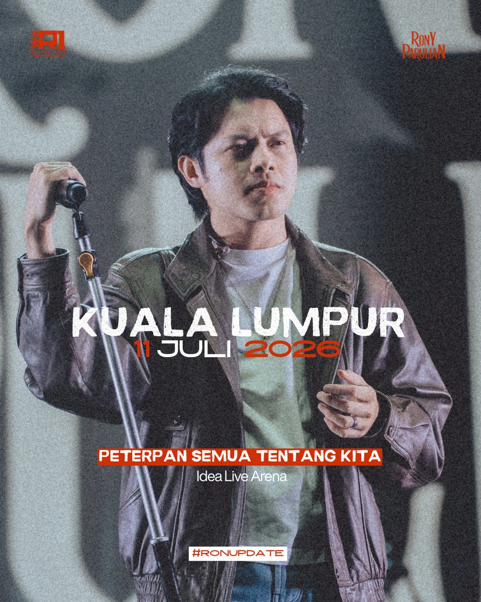 we_r1yogyakarta's tweet photo. #RonyParulian bakal Hadir di Peterpan : Semua Tentang Kita
🗓 Sabtu, 11 Juli 2026
⏰ 20.00 WIB
📍 Idea Live Arena, Kuala Lumpur, Malaysian

#RonyParulian #WeR1Yogyakarta https://t.co/oHA9CLMAX9