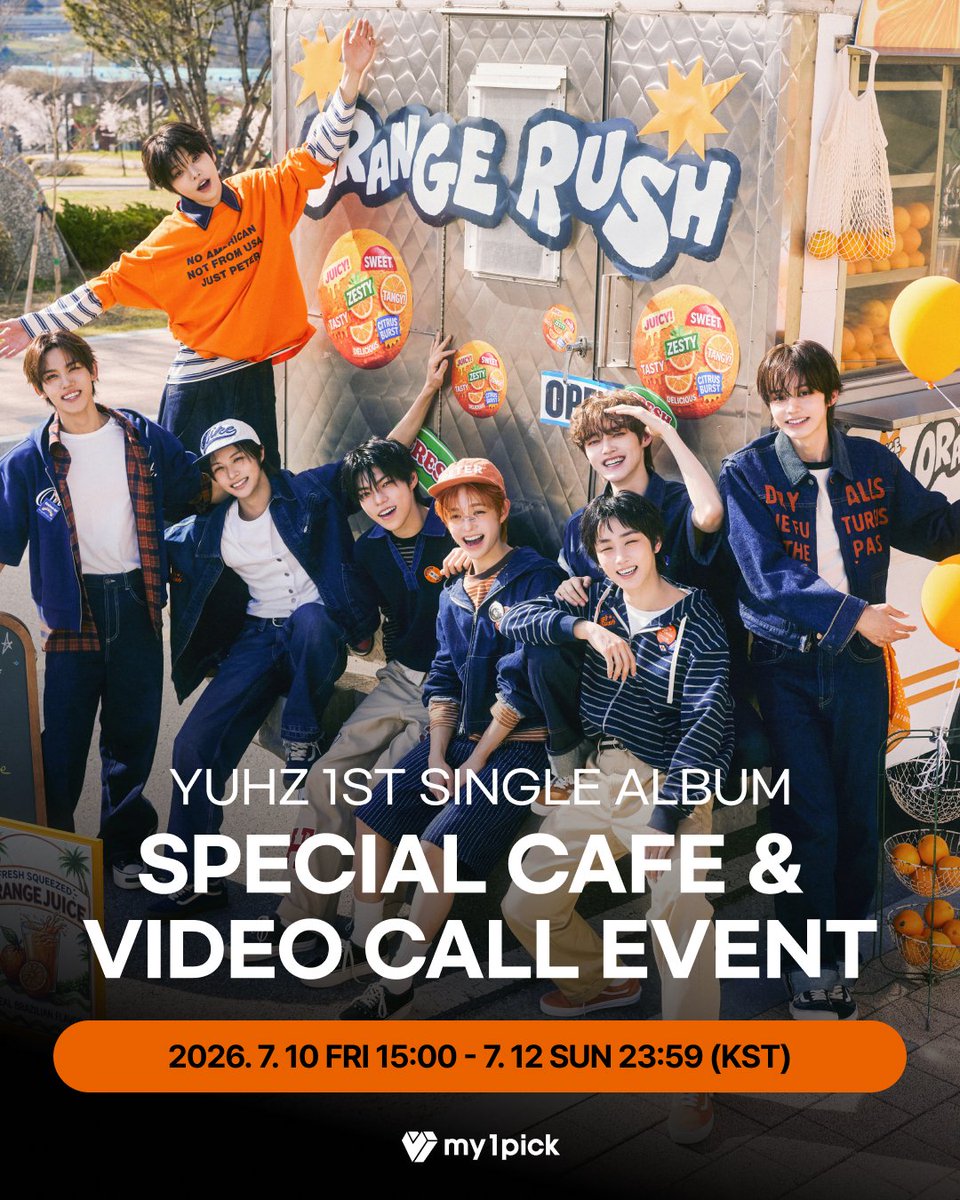 twt_my1pick's tweet photo. 유어즈(YUHZ) 1ST SINGLE ALBUM [Orange Record] 
발매 기념 SPECIAL CAFE & VIDEO CALL EVENT

📆 응모 기간 : 2026. 7. 10 15:00 - 7. 12 23:59 (KST)
📆 이벤트 일시 : 2026. 7. 19 (SUN) 14:00
🔗 응모 바로가기 : https://t.co/w7xbDUofXy

☕ 카페 이벤트 응모자 특전
- 미공개 포토카드 [당일 착장 A Ver.] 8종 중 랜덤 1종
☕ 비디오콜 이벤트 응모자 특전
- 미공개 포토카드 [당일 착장 B Ver.] 8종 중 랜덤 1종
☕ 카페 이벤트 당첨자 특전
- 친필 사인 컵 코스터
☕ 당첨자 랜덤 특전
- 사인 폴라로이드 1EA (이벤트 별 각 8명)

* iOS는 마이원픽 앱 실행 또는 URL을 복사하여 사파리/구글을 통해 접속 권장

#유어즈 #YUHZ #마이원픽 #my1pick #Orange_Record @yuhz_official