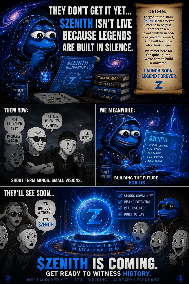 Bolutifeboy1's tweet photo. The loudest projects aren't always the strongest.

While $ZENITH is still building, the community is already showing up.

Sometimes the best time to pay attention is before the countdown ends. 💙

@ZENlTH_Crypto #ZENITH #SOLANA https://t.co/EZOZoXuadJ