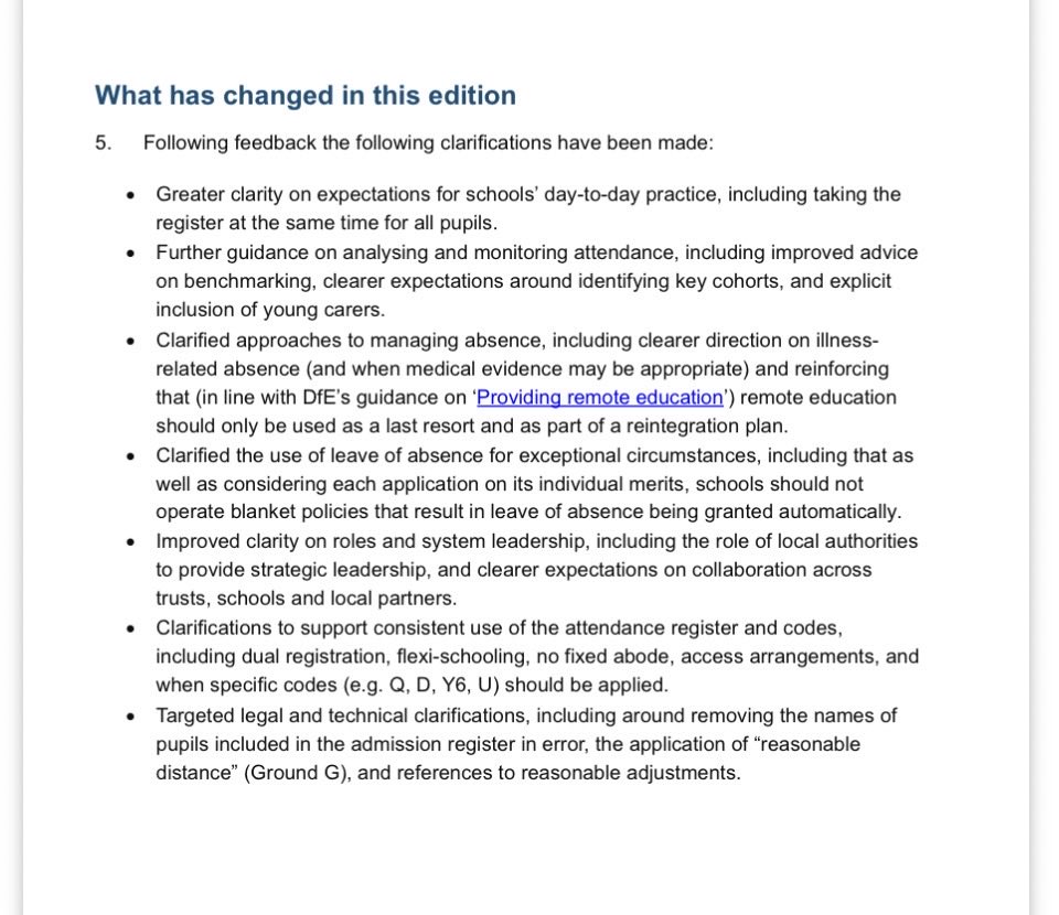 IncAttendance's tweet photo. 🚨 The DfE has amended Working Together to Improve School Attendance.

One key clarification: system leadership.

A stronger strategic role for local authorities and collaboration across trusts, schools and partners.

Over my next few posts, I’ll break down the key amendments. https://t.co/Mgas0jUBwB