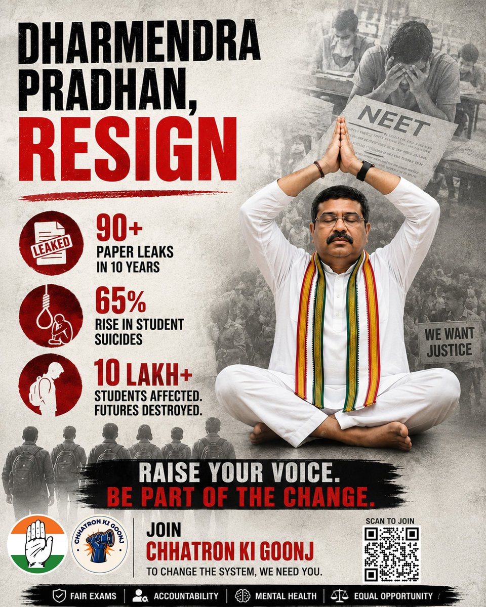 IYC's tweet photo. You can't build Viksit Bharat on a broken education system.

Raise your voice. Demand accountability.

Join #ChhatronKiGoonj 📞 9873036161
🌐 https://t.co/SUiAi1RBWT https://t.co/jpgKpkUyQG