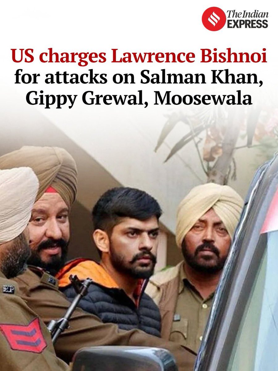 DrNimoYadav's tweet photo. US charges Lawrence Bishnoi for shooting at the residence of Salman Khan, threatening Gippy Grewal, and killing Sidhu Moosewala. 

It’s embarrassing that what the BJP-led central government couldn’t do is being done by a foreign state. https://t.co/3bO3GYHMiN