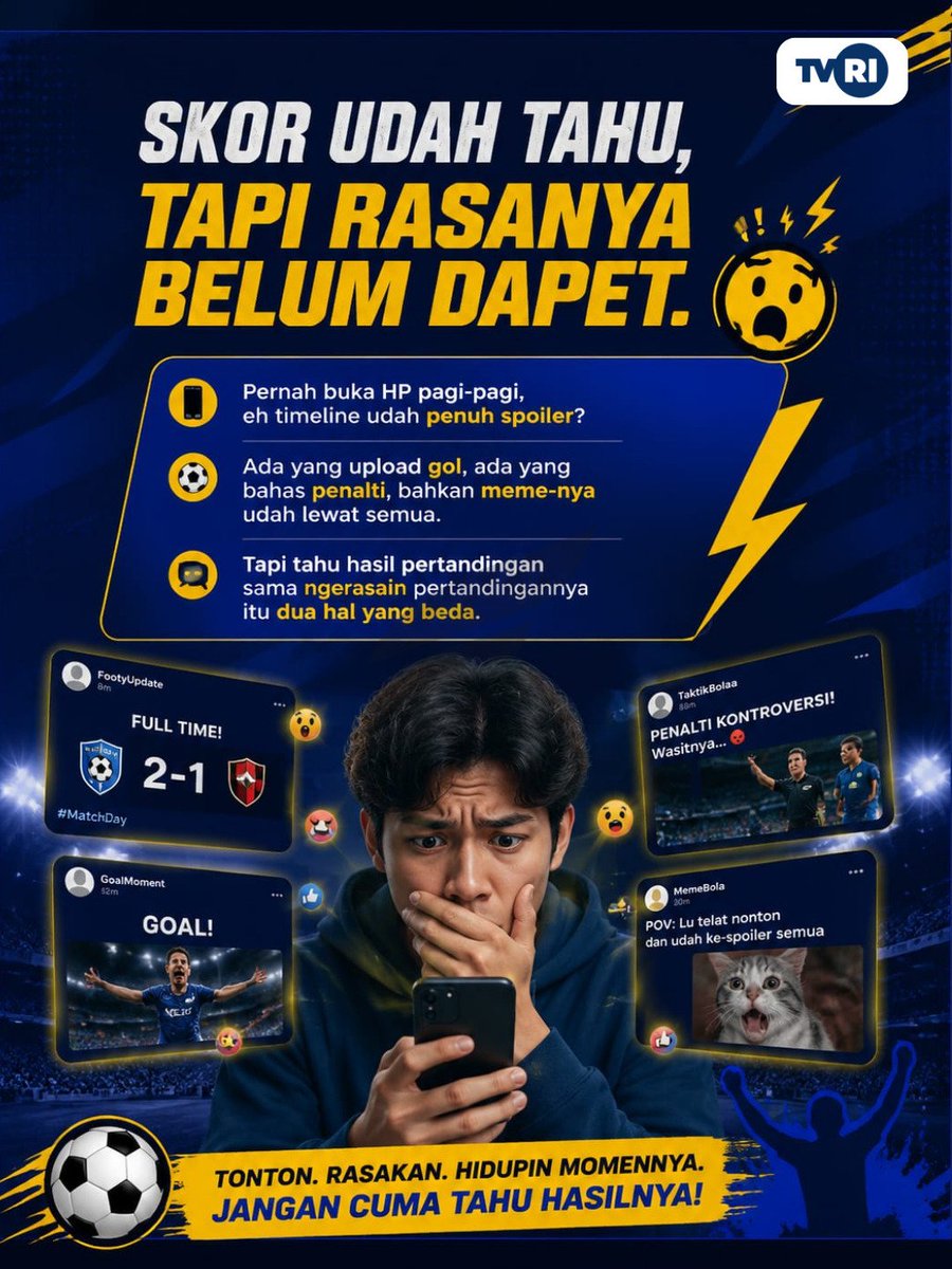 zonaindoupdate's tweet photo. Ada dua tipe penonton Piala Dunia: yang begadang, sama yang nunggu re-run. Kamu tipe yang mana?
#PestaBolaDiTVRI #nontonpildunditvri #fyp #nobarbola #rerun https://t.co/sNmjmebizE