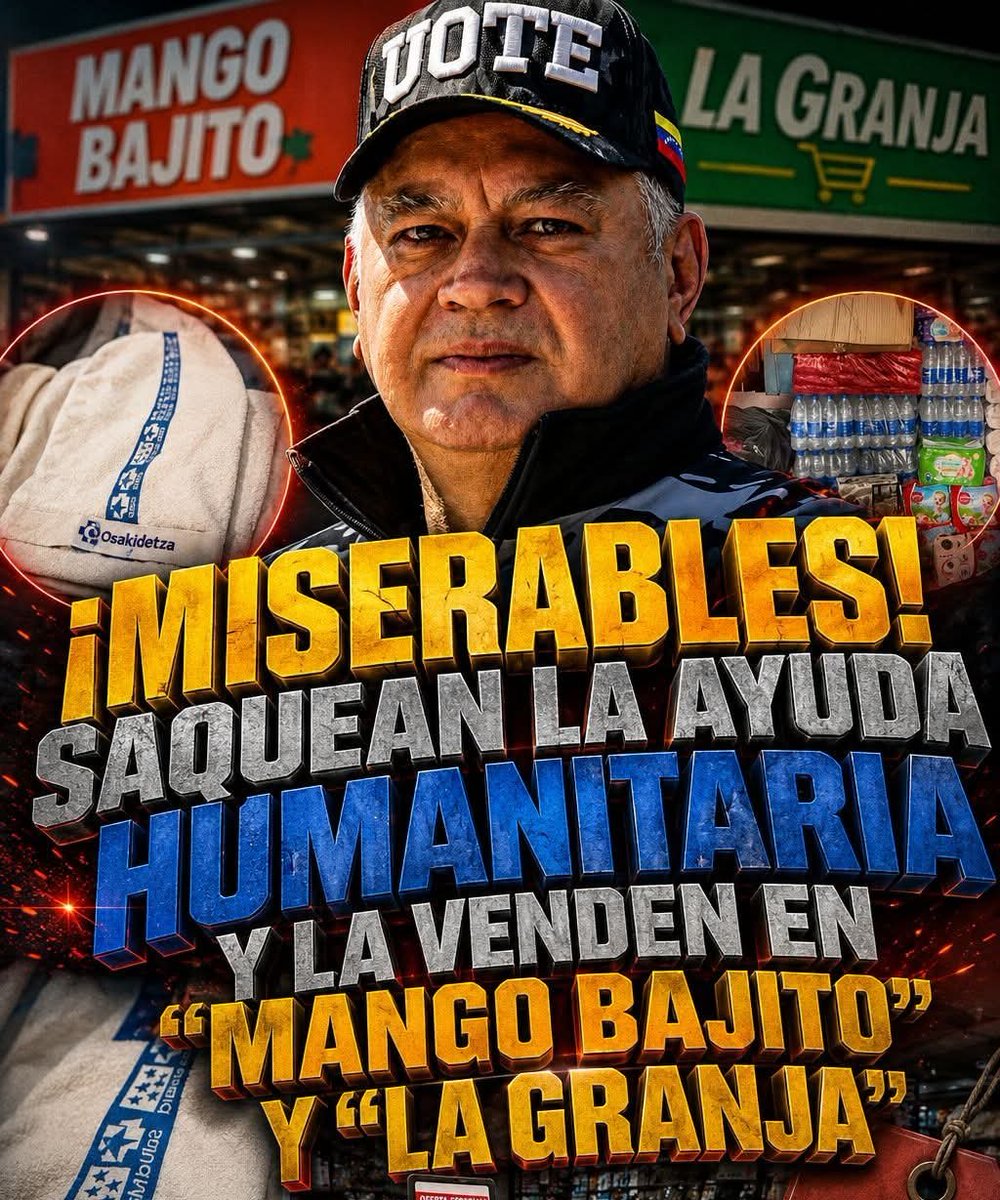 MCDTM350YA's tweet photo. @dcabellor MISERABLES,SUCIO SAQUEAN LA AYUDA HUMANITARIA Y LA VENDEN EN “MANGO BAJITO” Y “LA GRANJA”
#venezula https://t.co/37jsII8LBO