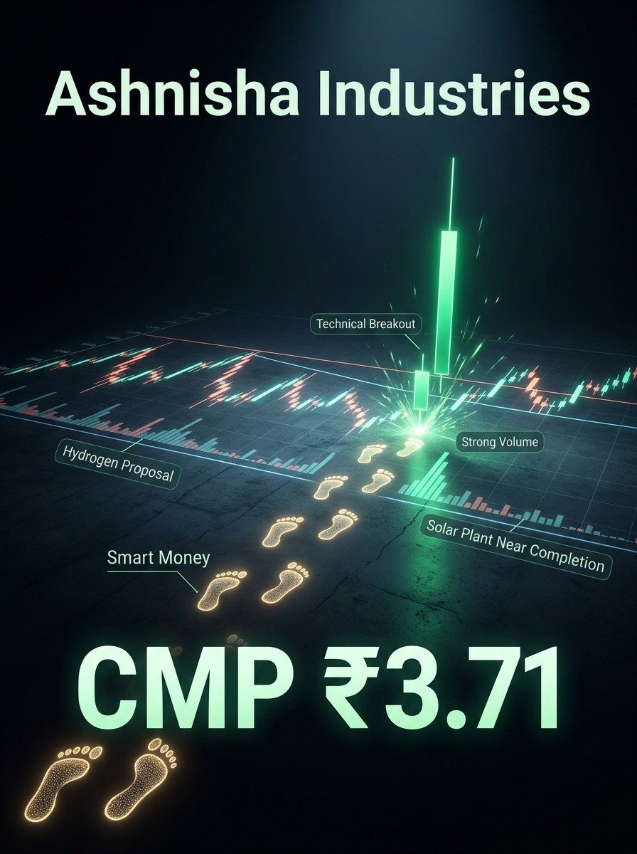 som124558's tweet photo. Smart money seems to be watching Ashnisha Industries closely. With solar progress, a proposed hydrogen expansion, and improving technicals, this stock is attracting attention. CMP: ₹3.71 #PennyStockInNews https://t.co/pniX5Cn8P1