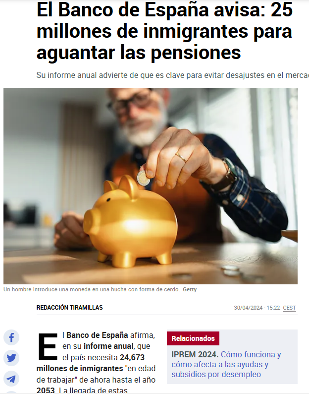 Garnatxape's tweet photo. No ens enganyem.
Això de que cal importar milions d'immigrants sense formació, educació ni qualificació de Sud Amèrica, Àfrica i Àsia, per garantir l'estat del benestar i les pensions.....
És completament fals i ens ho estant dient a la cara. https://t.co/VFOmkuUd9J