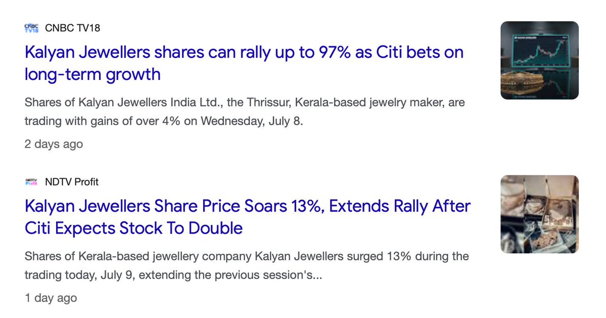 vklpm22's tweet photo. Citi has put out a very bullish report on Kalyan Jewellers. 

Now, as if whole market has woke up &amp; decided, “Kalyan is a good stock!”

But anyways, this is a good vote of confidence. Might keep Kalyan in focus.

#kalyanjewellers #stockstowatch https://t.co/5TRzNHEUvL