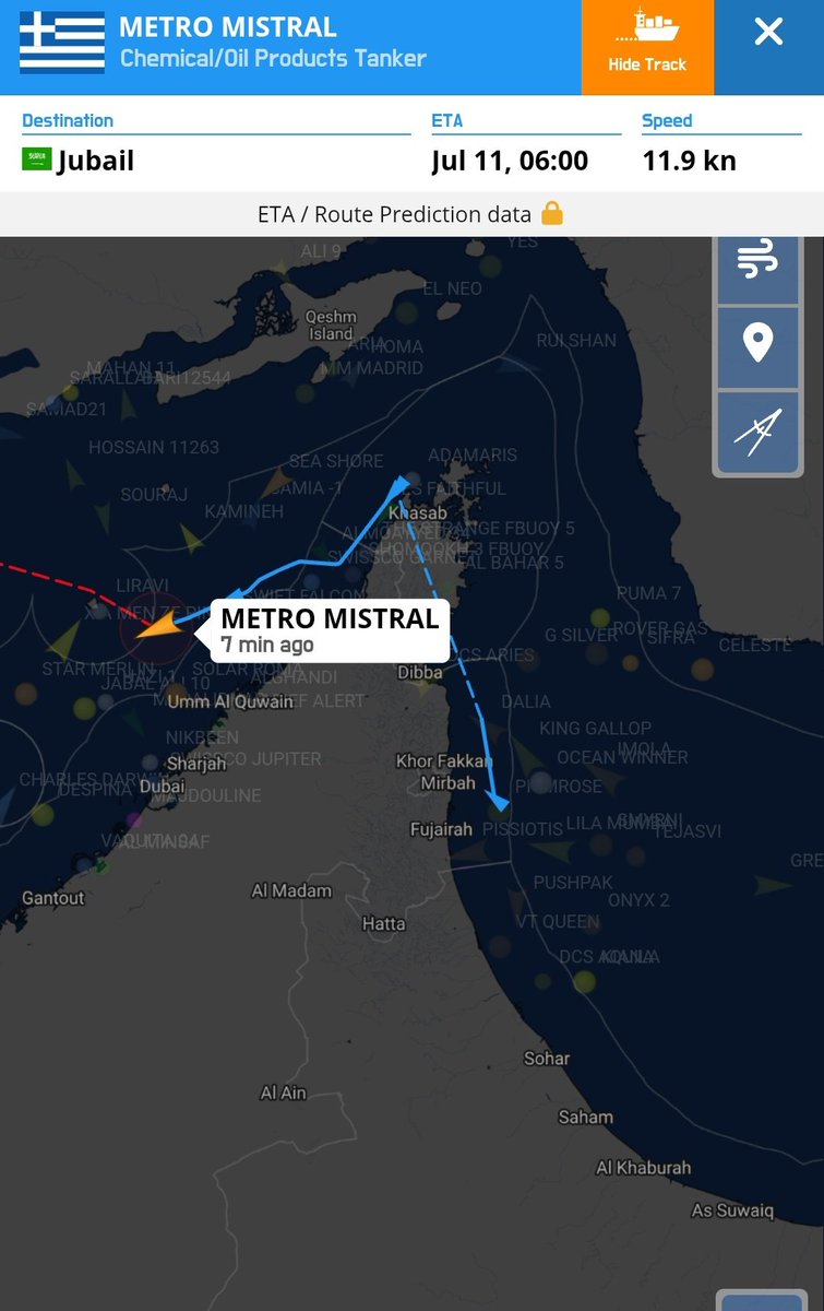 MenchOsint's tweet photo. Interesting, US forces successfully escorted a group of tanker through their corridor.

That explains the airstrikes reported last night (and denied for some reasons ... they want to avoid retaliation ?) probably targeting radars/anti-ship missile launchers. https://t.co/ta6r4hu95Y