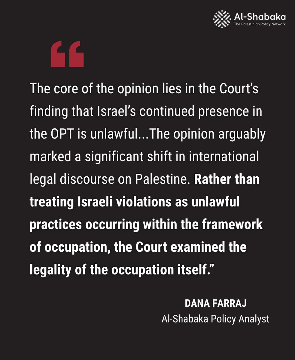 AlShabaka's tweet photo. 🔴 This analysis argues that the ICJ opinions provide an opportunity to reassert the Palestinian people’s right to self-determination within a broader liberation-oriented framework linked to ending settler colonialism.

✍️ By Dana Farraj

🔗 Read &amp; Share https://t.co/7liBqtvAUk https://t.co/jkwyCmzYZd
