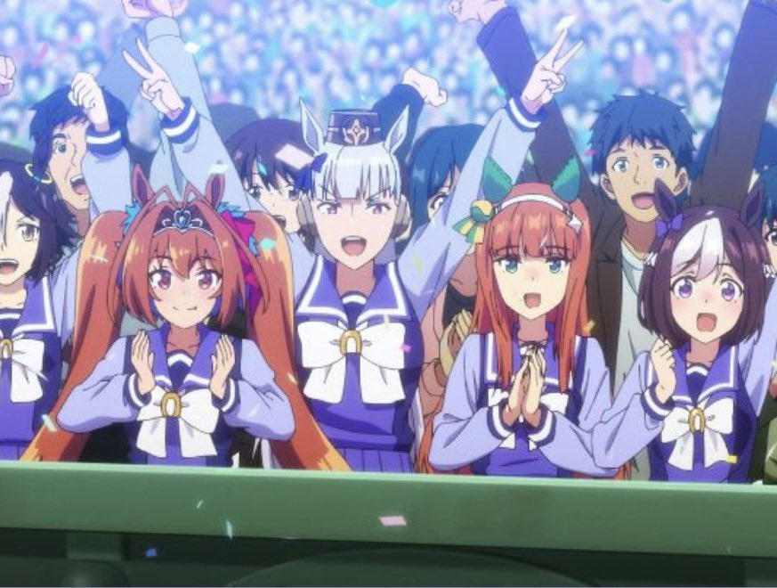 DailyGolshi's tweet photo. Anime Gold Ship Cheering https://t.co/H3u7PXRuMC