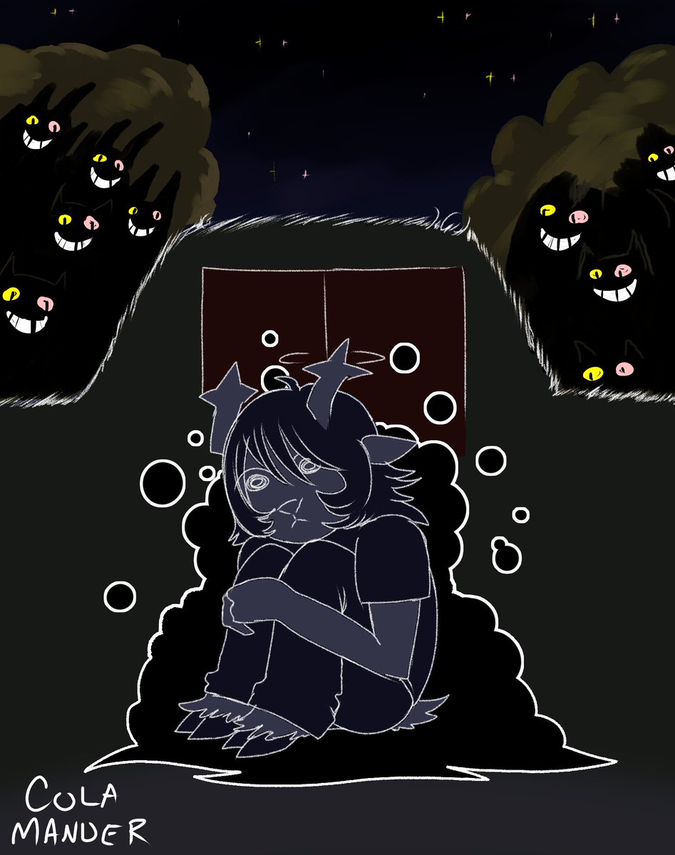 colamander's tweet photo. some people would do anything to get away from them, even change their appearance, or go into hiding

#deltarune #dess #friend https://t.co/Q3F8KcWLlp