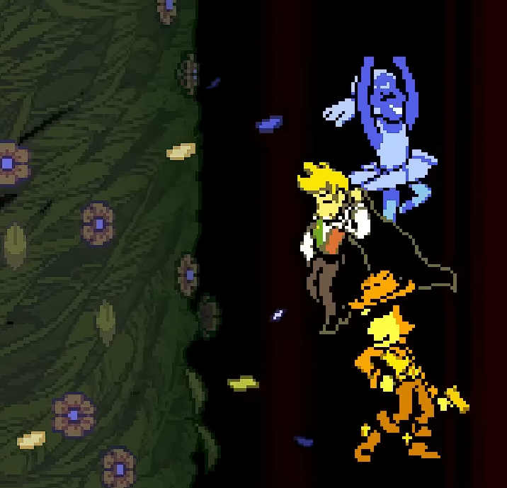 Starhermits's tweet photo. I haven't seen anyone else point this out, but I think it's cool how the petal colours change in Flowerys fight depending on what flowers are there with him https://t.co/mcAnqoVuhW