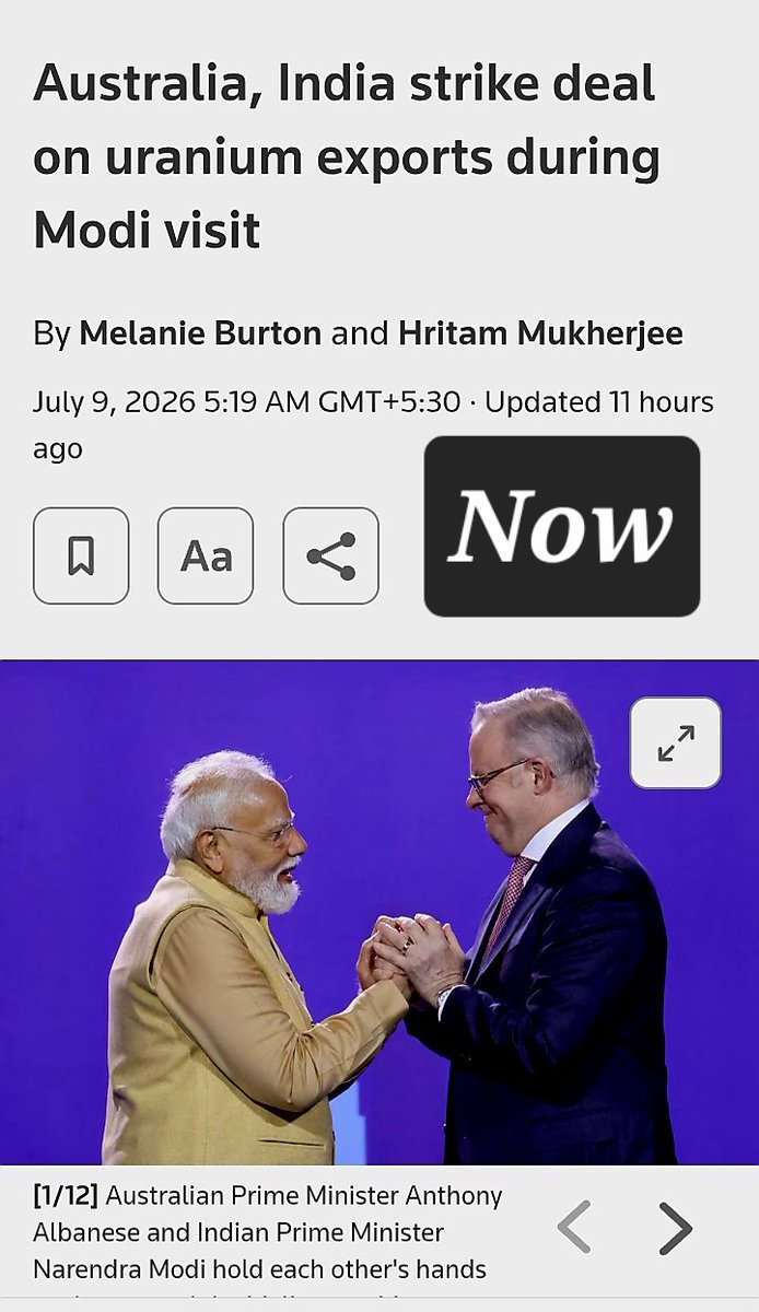 Satishp03's tweet photo. They ask why is PM Modi visiting so many foreign countries. This is why he goes - to secure our national interests. Our annual requirement of uanium is around 1200 tons, whereas we produce only around 900 tons. The same country that said  'NO', then, agrees to sell us uranium now https://t.co/jOy7eJP2z0