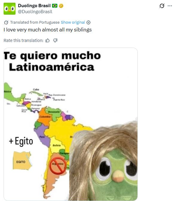 L2R2_zarby's tweet photo. @RulomboTV que opinas de que cuentas oficiales de grandes empresas como duolingo se unen a este tipo de odio contra argentina? https://t.co/NMICBCdRyH