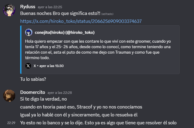 ElKronosX's tweet photo. - Encubrir a Stracof, Axeldea, Galera, etc.
- Ser un egocéntrico que no acepta sus errores.
- Fomentó el acoso hacía menores de edad.
- Difamó a mucha gente en un directo.
- Ser el amigo y editor de Dalas.
- Manipular y herir sentimentalmente a una chica. https://t.co/Tr0JI9macs