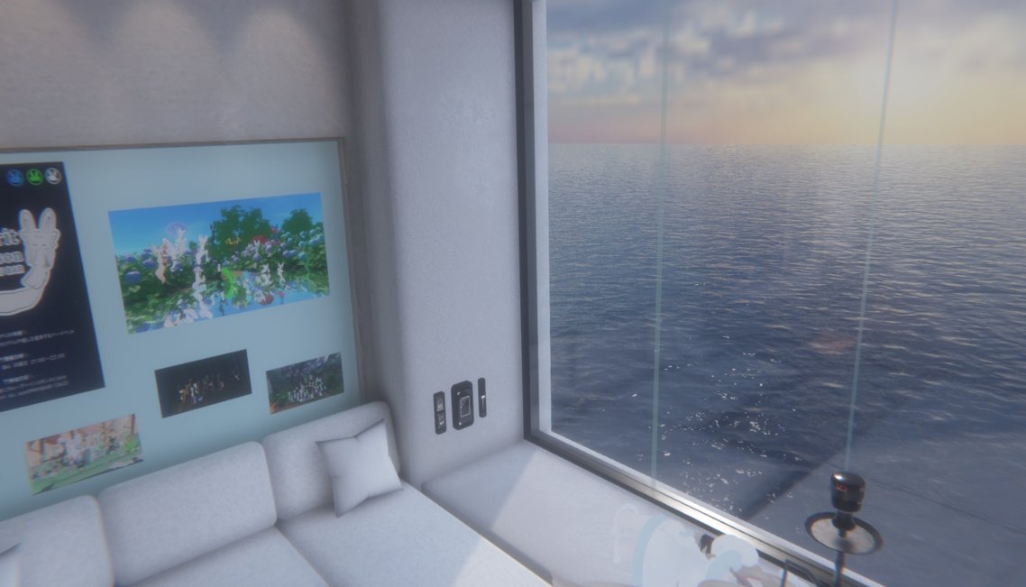 takaho0321's tweet photo. #33treeWorlds
#メタバース短歌
#VRChat
#tanka
VRChatのワールド "カーテン越しの白昼夢"を訪問いたしました。
33treeさんの制作です。
感動を短歌に込めて
昇る陽に光りさざめく海を見る カーテンを開け 伸びをしながら
360度、見渡す限り海が広がっています。
穏やかなさざ波が静かに揺れ、昇る朝日の光を受けて、水面はやさしくきらめいています。
海の真ん中の小さなロフト、その中にはベッドが置かれ、心ゆくまでまどろみたくなるような居心地のよい空間です。
この日も多くの人が訪れ、穏やかに語り合いながら、それぞれの時間を楽しんでいました。
ゆったりと心安らぐ、すてきなひとときを過ごすことができました。
Japanese traditional tanka presented as a five-line poem
Opening the curtains,
I stretch and gaze
upon the sea,
its ripples shimmering
in the rising sun.
Impressions
The sea stretches as far as the eye can see in every direction.
Gentle ripples move quietly across the water, their surface softly shimmering in the light of the rising sun.
In the middle of the sea stands a small loft with a bed inside—a cozy space that invites visitors to linger in a peaceful doze for as long as they wish.
Many people visited that day as well, enjoying their own time while talking together in a calm and relaxed atmosphere.
I spent a wonderfully restful and peaceful time there.
https://t.co/N6T12FfjqW
