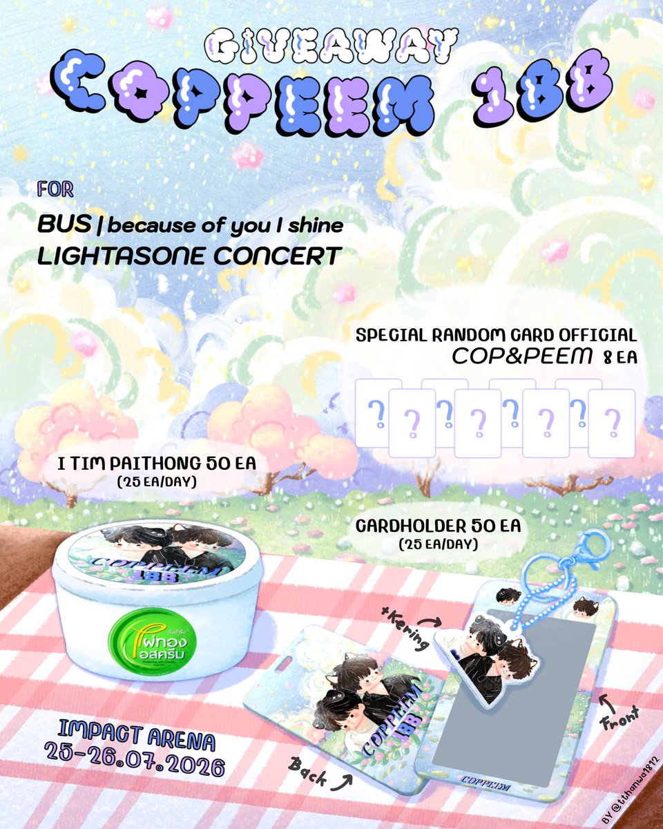 tthanwa1812's tweet photo. GIVEAWAY COPPEEM 188💖🐈🦮
#COPPERdechawat #PEEMWASU 

— FOR —

BUS | because of you I shine 
LIGHTASONE CONCERT 
#BUS_LIGHTASONE 

IMPACT ARENA 
25-26.07.26

CARDHOLDER 50 EA
KERING 50 EA
I TIM PAITHONG 50 EA
— 25 EA / DAY —

SPECIAL RANDOM CARD COP&amp;PEEM 8 EA

หม่ำๆกู้ดบอยค้าบ🤘🏻 https://t.co/ZxPq7tXNHk