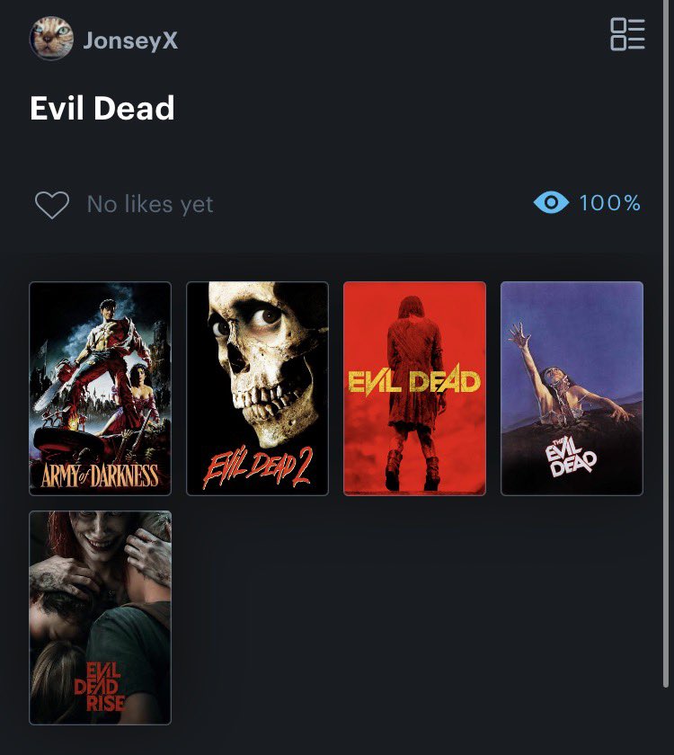 JonesythecatIM's tweet photo. Evil Dead movies ranked cuz everyone’s doing it (I am not larping I’ve disliked Rise ever since I saw it) https://t.co/2B6a7F53sb