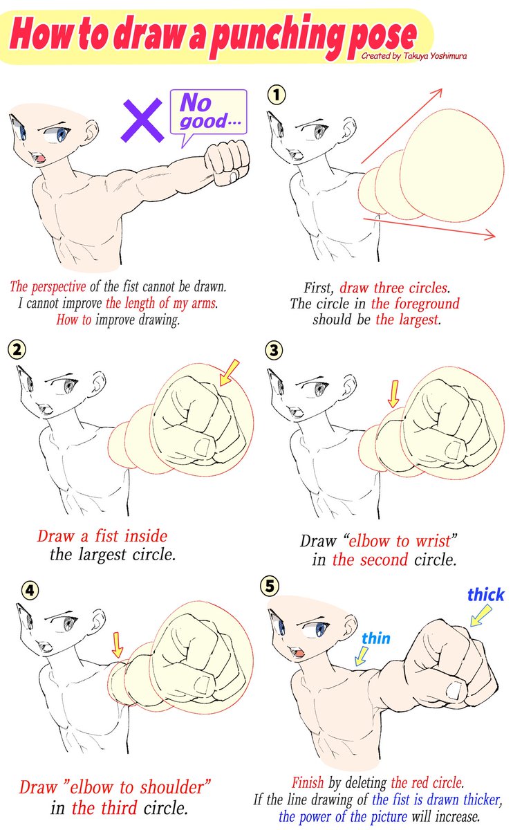 takuya_kakikata's tweet photo. How to Draw Arms Reaching Toward the Viewer.

Tip: Make the fist about the same size as the face. https://t.co/V7Tj6zKaGm
