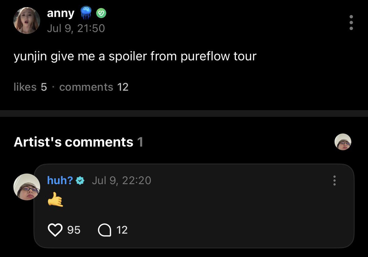 jenaissante's tweet photo. yunjin’s spoiler from the tour 😭😭😭 https://t.co/mSkPYvQmI2