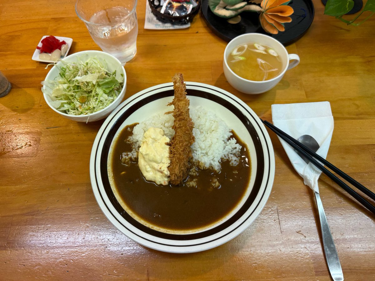 zemiosander's tweet photo. おはようございまし。ちょっと一息。新宿御苑アリエスさんのエビフライカレー載せときます。なんかホッとする味でした。皆さんの1日が良い日でありますように。 https://t.co/qZIIXZaIIx