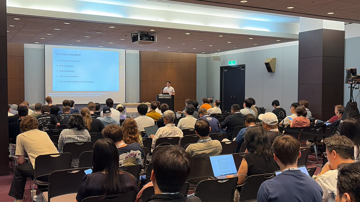 hxyscott's tweet photo. Now at GFM @ ICML 2026, we have the oral talk:
GraphBench: Next-generation Graph Learning Benchmarking
This work tackles one of the most important questions for graph foundation models: how should we evaluate progress?
π Room 308
#ICML2026 #GraphML #GFM https://t.co/QpHU6rxFuI