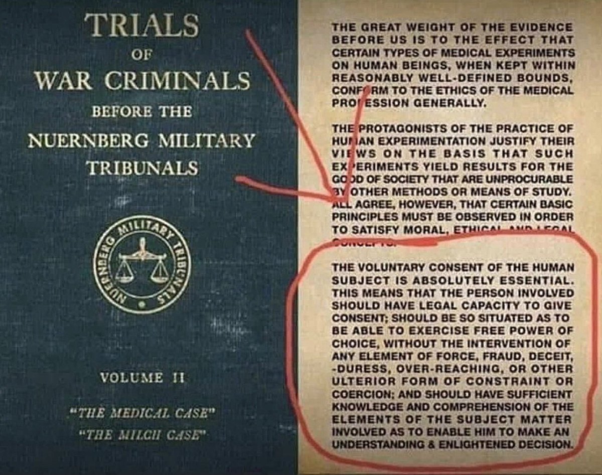 CryHarderLibtrd's tweet photo. @mario4thenorth EVERY SINGLE POLITICIAN, doctor, so-called "health authority, union, & employer who COERCED & FORCED the Covid vaccine NEVER EVER GAVE #InformedConsent because PFIZER never provided it and NEVER said it was effective.
#NUREMBERG Let them SWING! https://t.co/Fs7dNnAYRJ