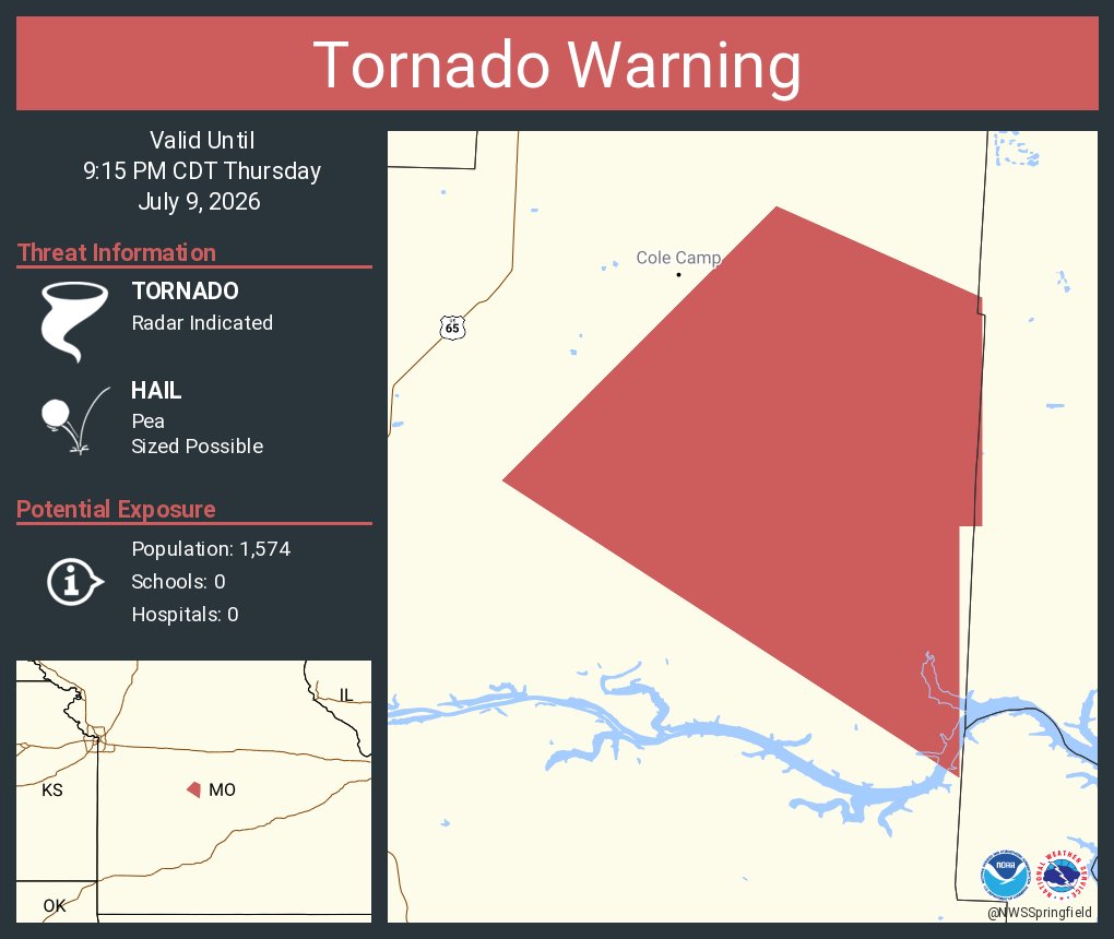 NWStornado's tweet photo. Tornado Warning including Benton County, MO until 9:15 PM CDT https://t.co/p5eJm4W6hw