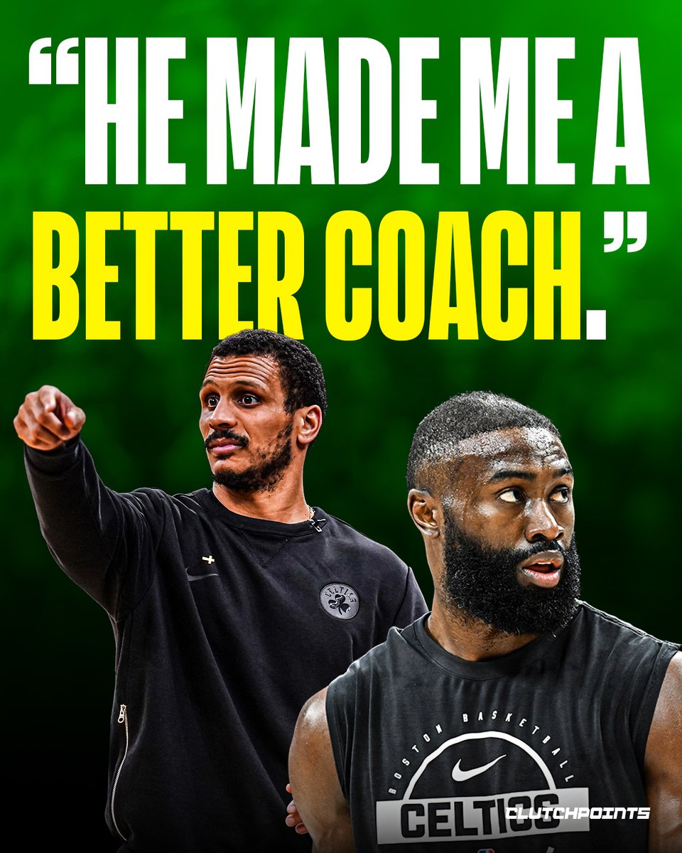 CelticsNationCP's tweet photo. Joe Mazzulla on Jaylen Brown:

"He made me a better coach."

Mazzulla said Jaylen constantly pushed him, pushed himself, and pushed the locker room.

A heartfelt tribute to one of the biggest pieces of Boston's recent era. ☘️ https://t.co/y1KG5NamcY