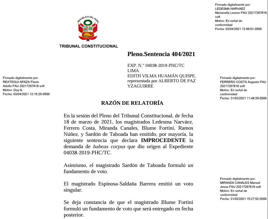 DanielSaC007's tweet photo. El TC ya ha establecido que las opiniones del grupo de trabajo sobre la detención arbitraria de la ONU no son vinculantes al estado peruano.
(Exp. 04038-2019-PHC/TC, 2021) https://t.co/ZvDVb34zFK