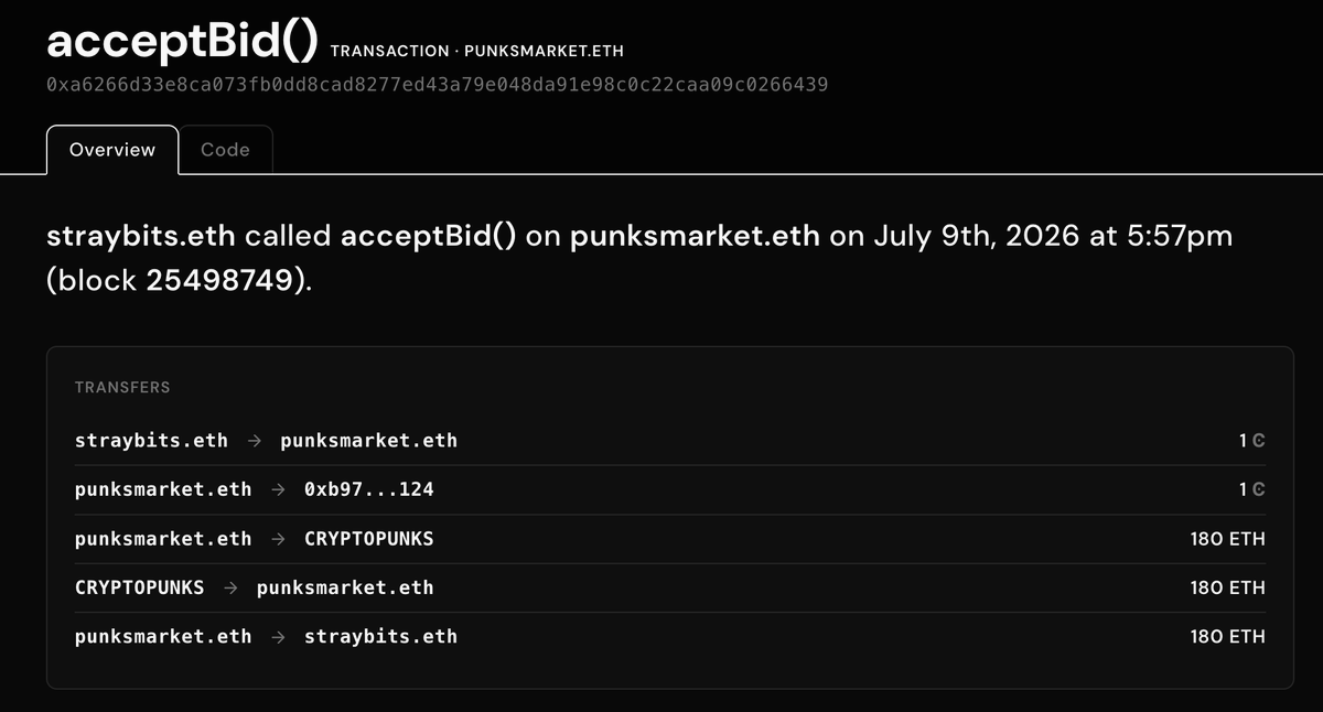 seanbonner's tweet photo. Alien on the move! The V1 of CryptoPunk #2890 was just sold for 180 eth on the original native contract. @straybits claimed this punk in 2017 and has been holding it ever since. This is the first alien sale on either contract we've seen in a long time! https://t.co/3D8p0a4wvQ