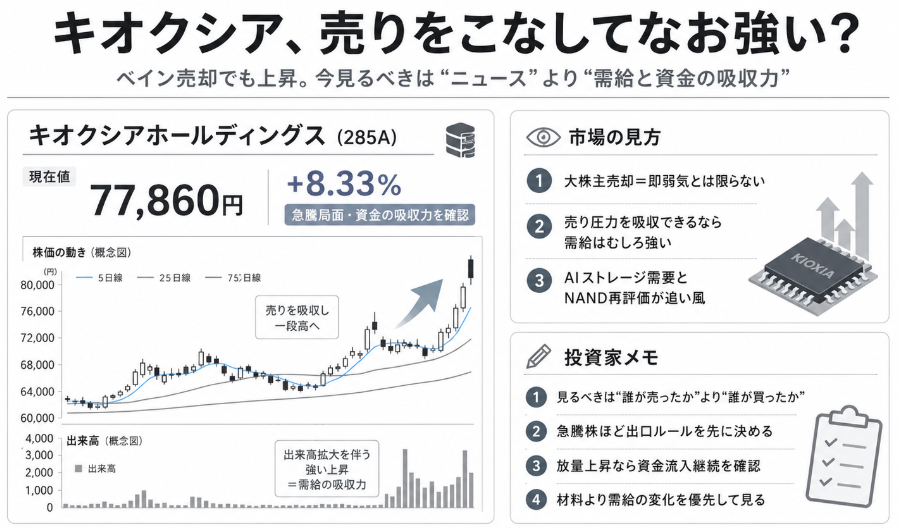 ARTI296623ke's tweet photo. キオクシア、売り材料でも強い。

ベイン売却で下げるかと思いきや、
株価は急伸。 https://t.co/A7jBRw4uig