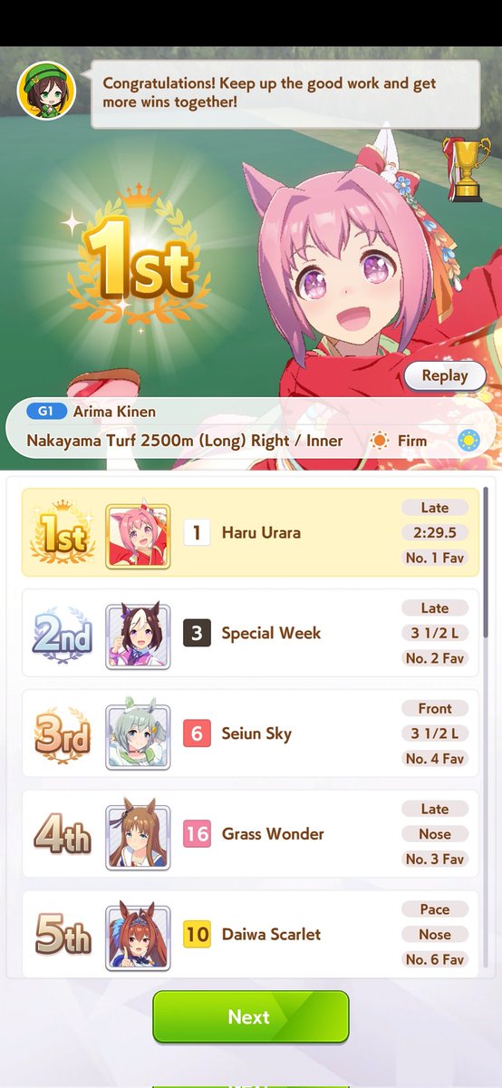 unova1995's tweet photo. Im so proud of Haru for her Arima win.  D Turf and B Long come a long way :*) https://t.co/82QtSdcPkn