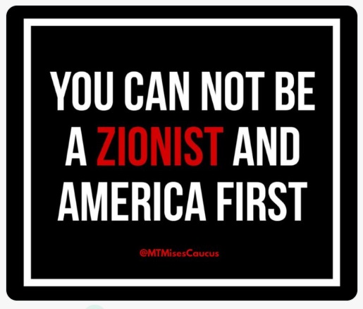 Woodlandtrails's tweet photo. @_MAGA_NEWS_ STOP invading other countries for Israel. 

TAKE CARE OF THE USA.   We don't give a shit about Iran or Cuba or Venezuela.  Zionist republicans are killing the republican party. https://t.co/Lq0zEUcoq6