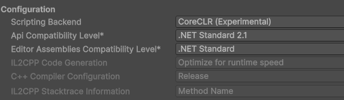 neuecc's tweet photo. Unity 6000.7.0a2、Scripting BackendにCoreCLRが選べるようになったけど、Api Compatibility LevelはNetStandard2.1のまま、LangVersionも9.0のままかなー。 https://t.co/8gBLEp2OvO
